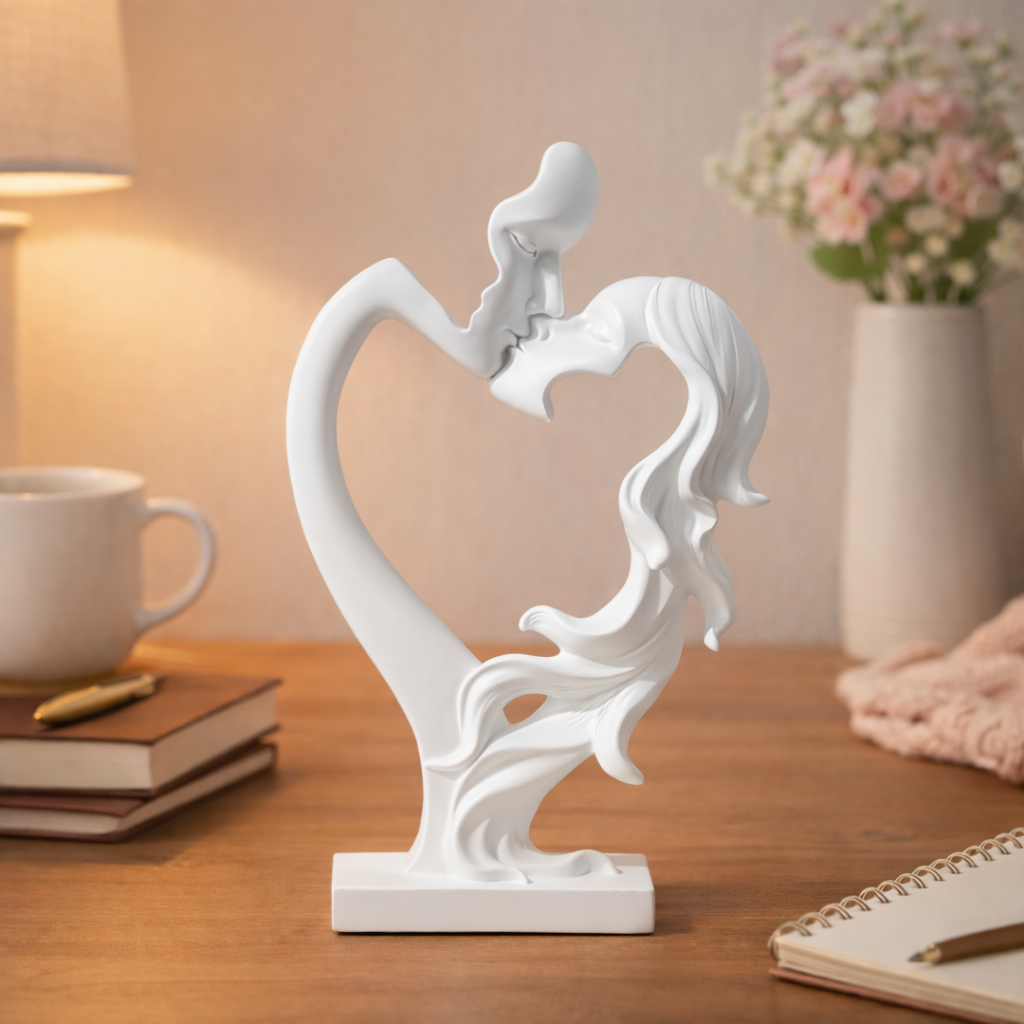 Modern Romantic Heart Couple Sculpture