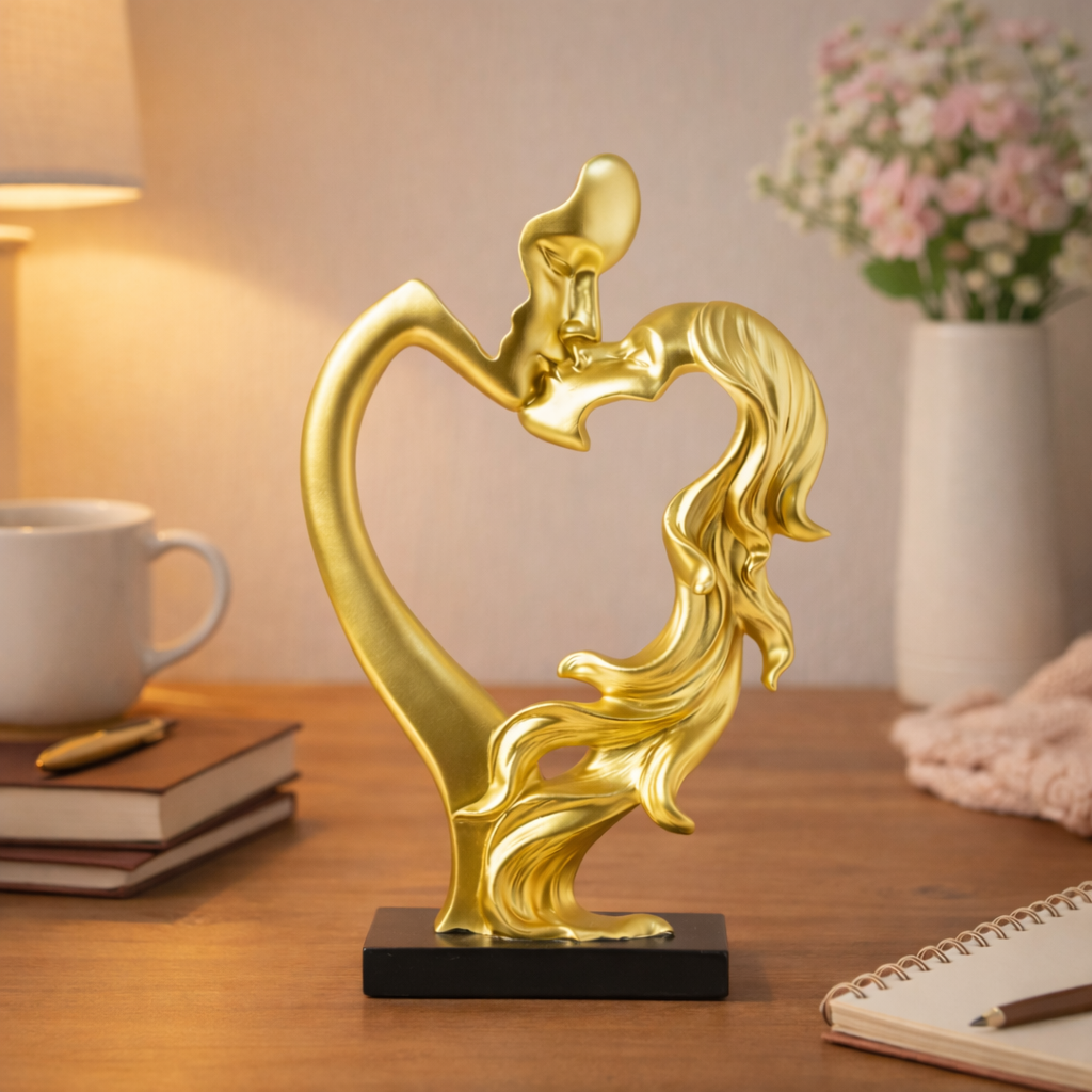Modern Romantic Heart Couple Sculpture