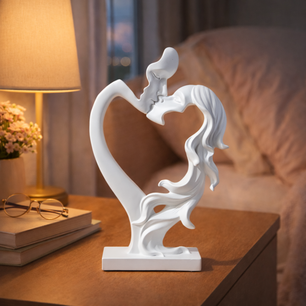 Modern Romantic Heart Couple Sculpture
