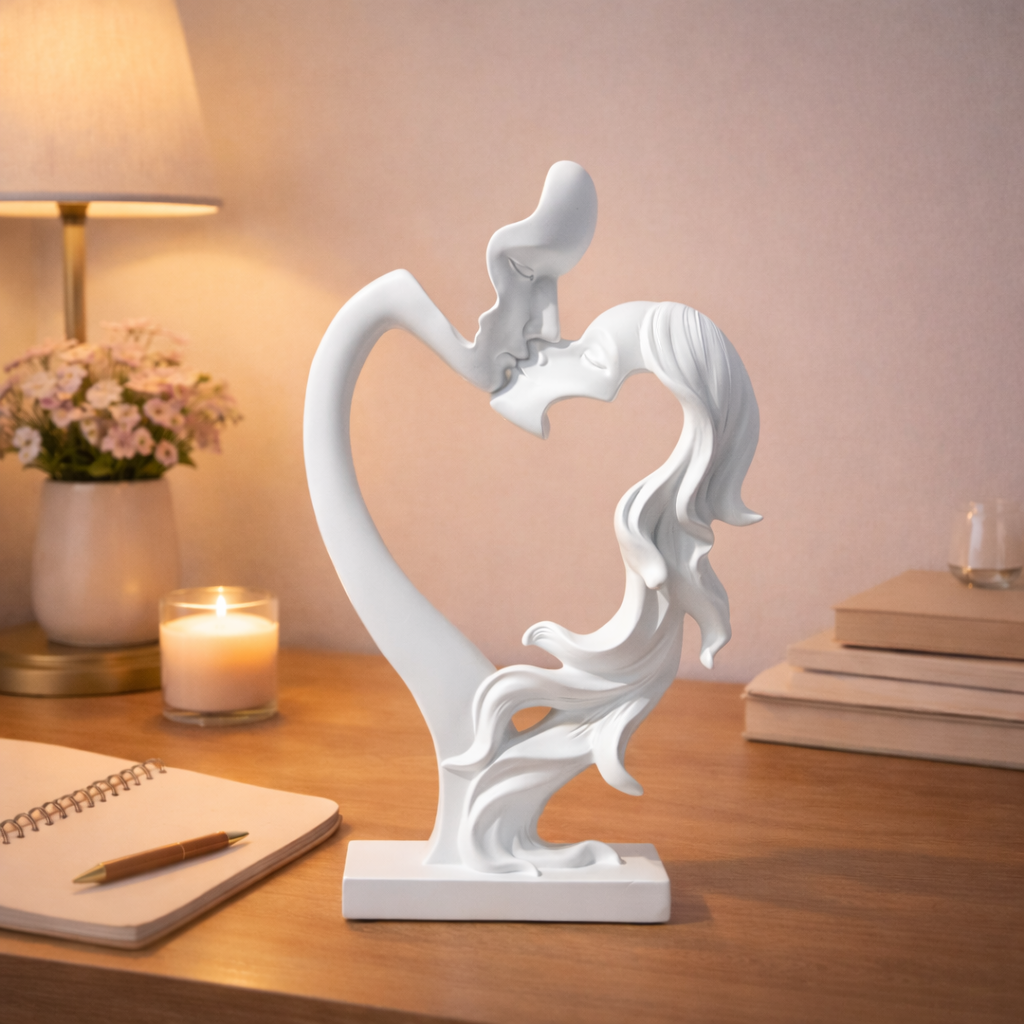 Modern Romantic Heart Couple Sculpture