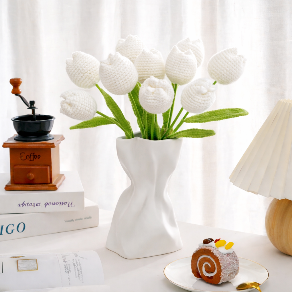 Handmade Knitted Tulip Bouquet for Spring Décor