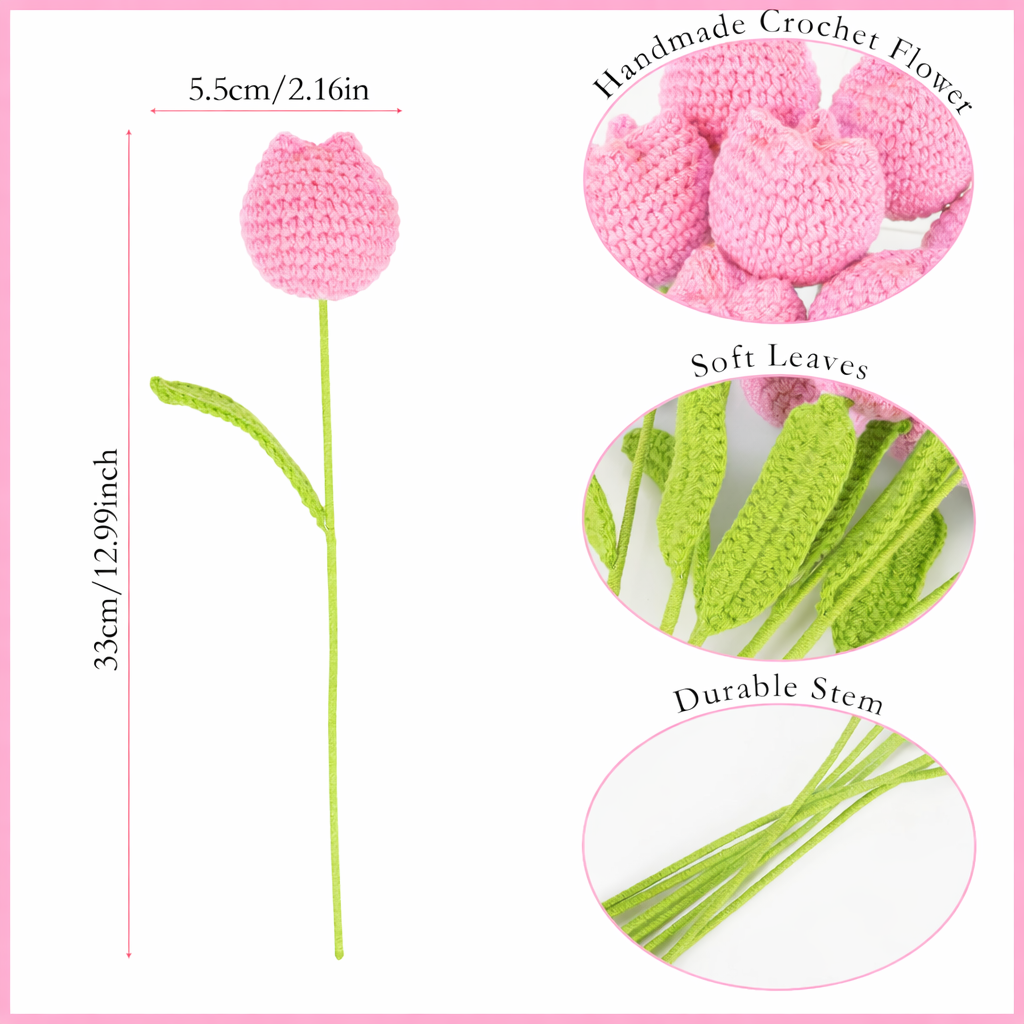 Handmade Knitted Tulip Bouquet for Spring Décor