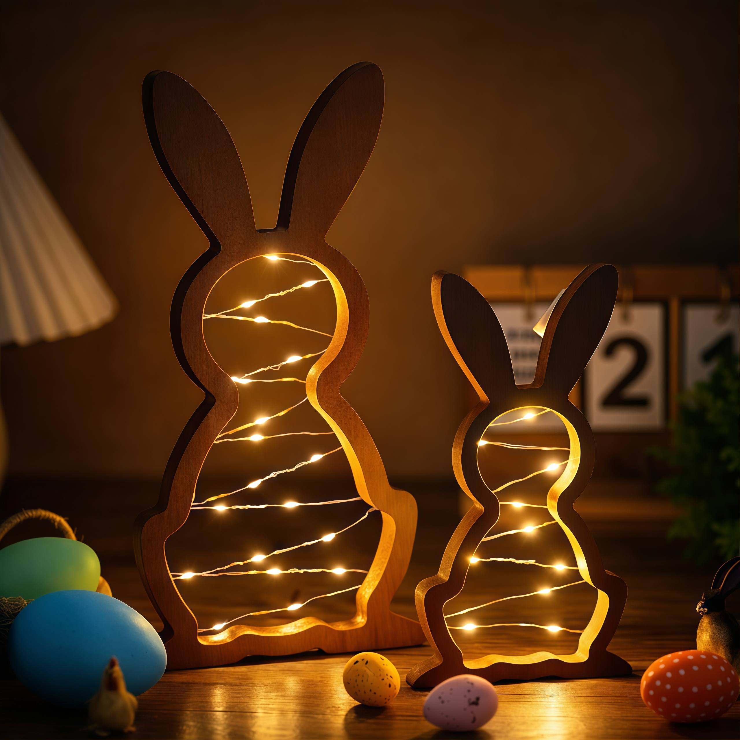 Rustic Wooden Bunny LED Tabletop Lights