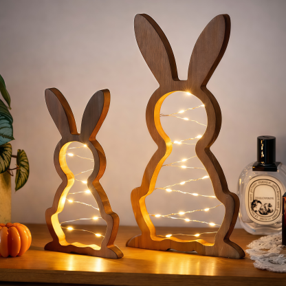 Rustic Wooden Bunny LED Tabletop Lights