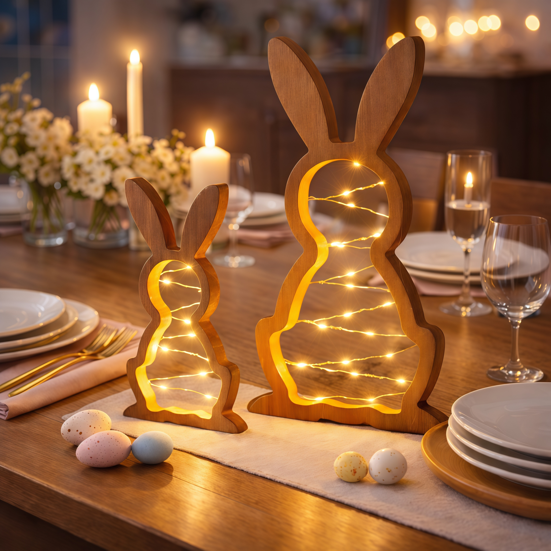Rustic Wooden Bunny LED Tabletop Lights