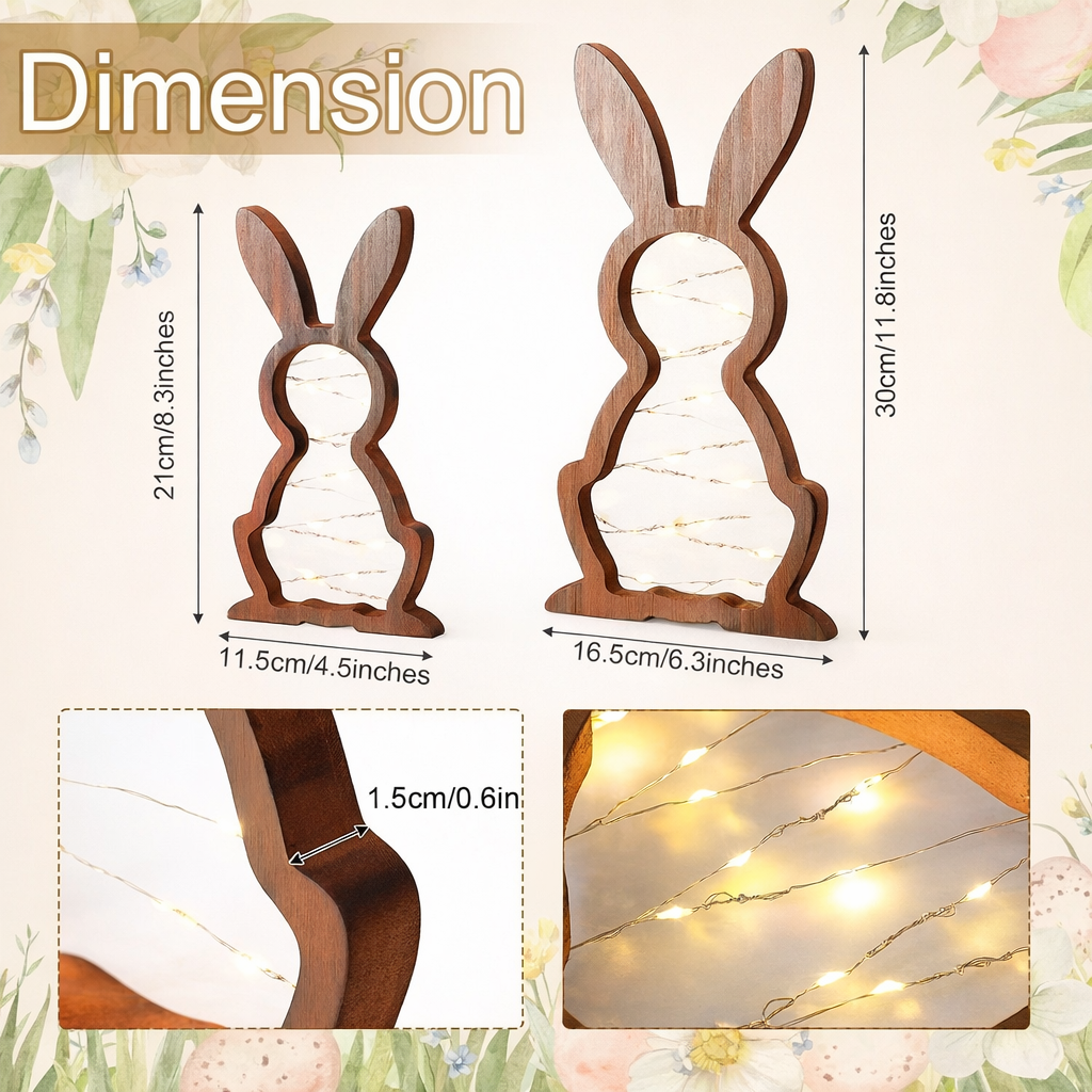 Rustic Wooden Bunny LED Tabletop Lights
