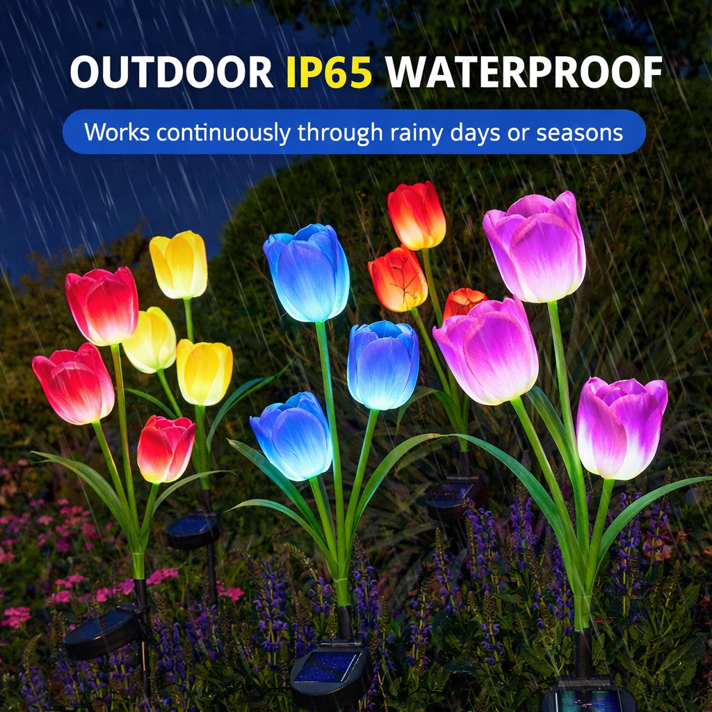 Solar Colorful Tulip Garden Stake Lights, Outdoor LED Flower Lights