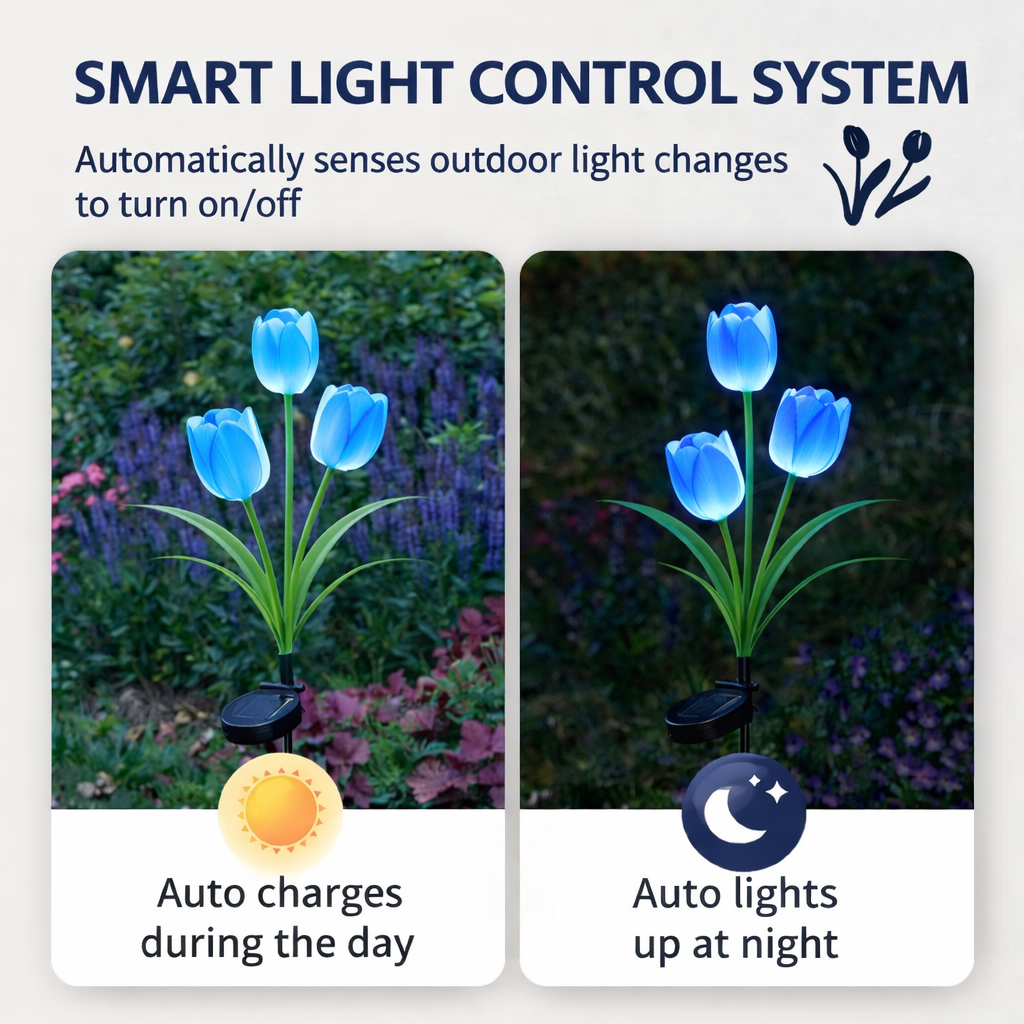 Solar Colorful Tulip Garden Stake Lights, Outdoor LED Flower Lights