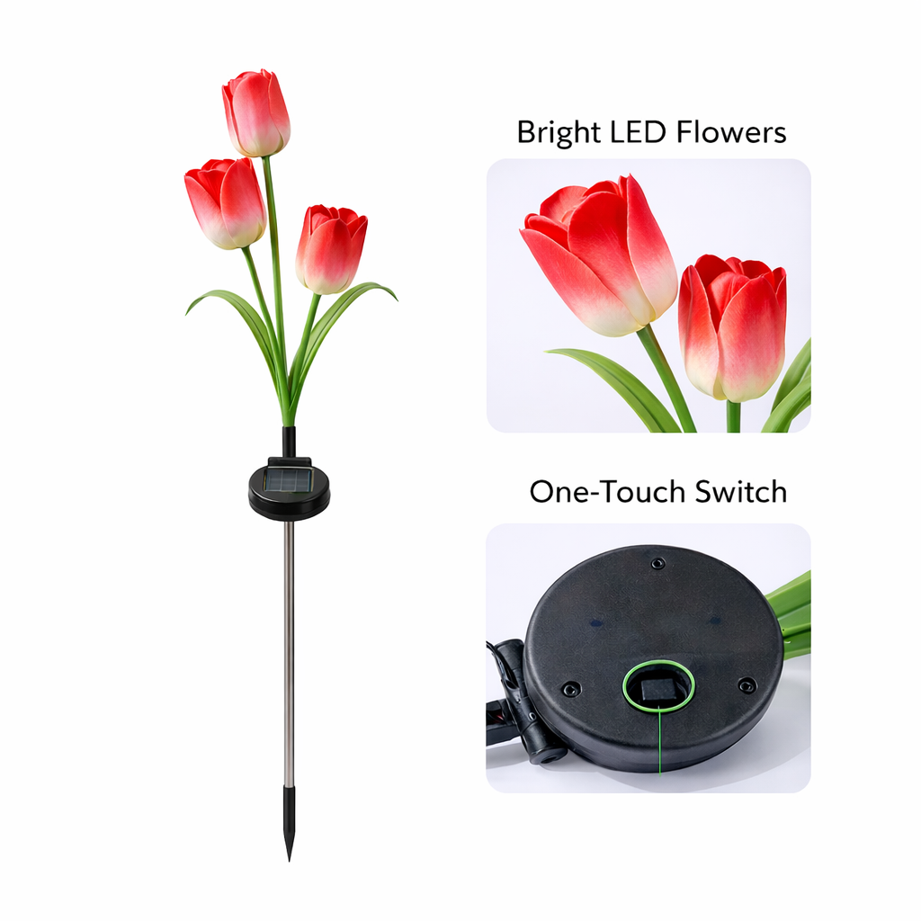 Solar Colorful Tulip Garden Stake Lights, Outdoor LED Flower Lights