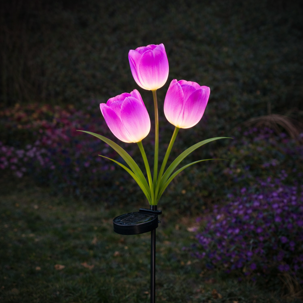 Solar Colorful Tulip Garden Stake Lights, Outdoor LED Flower Lights