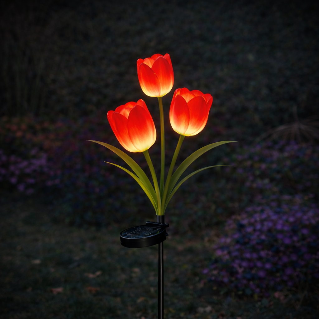 Solar Colorful Tulip Garden Stake Lights, Outdoor LED Flower Lights