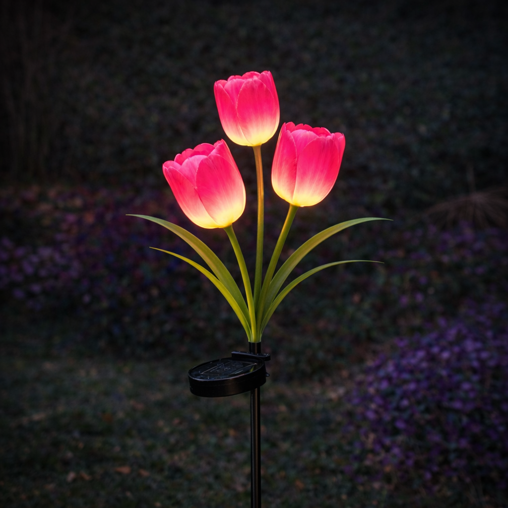 Solar Colorful Tulip Garden Stake Lights, Outdoor LED Flower Lights