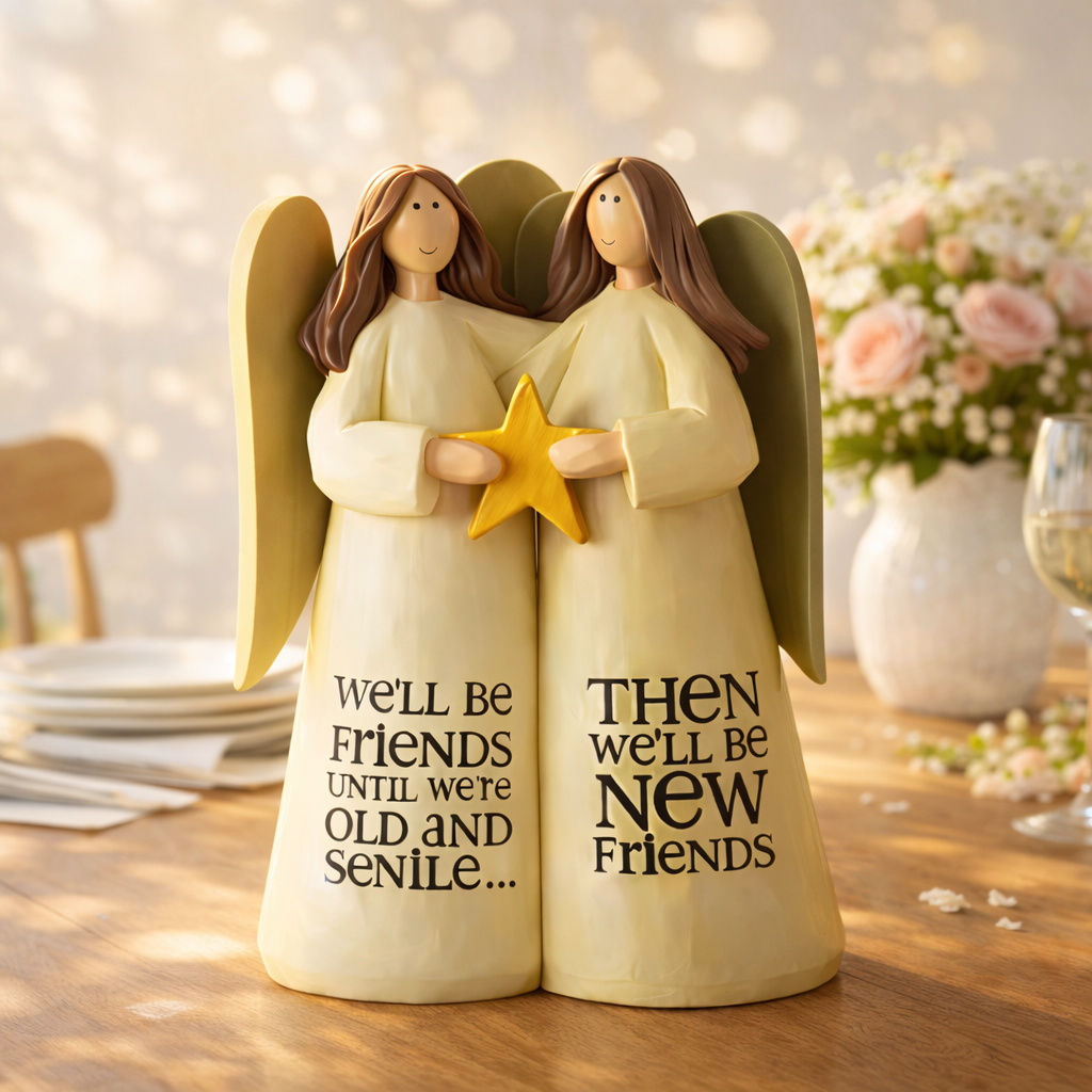 Sister Friendship Angel Statue with Star and Sentiment Quote – Gift for Best Friends