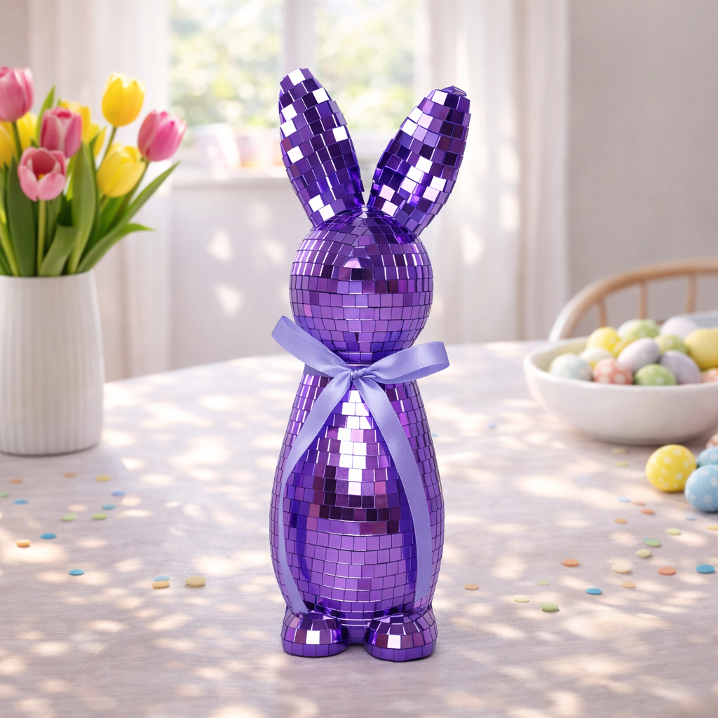Mirror-Finish Colorful Easter Bunny Figurines, Tabletop Decor