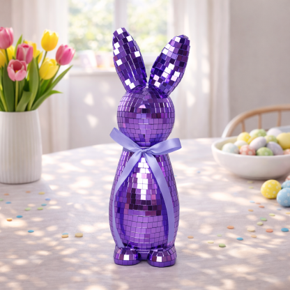 Mirror-Finish Colorful Easter Bunny Figurines, Tabletop Decor