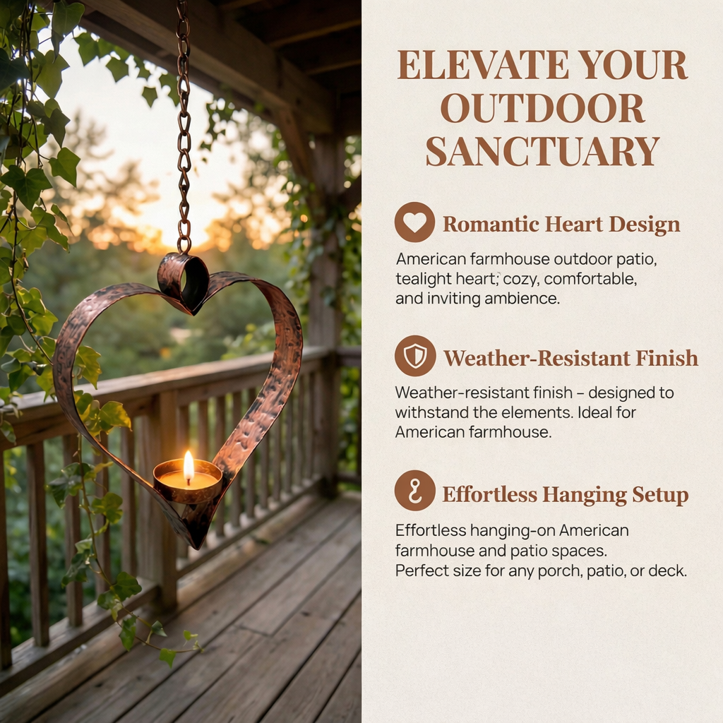 Rustic Hanging Heart Candle Holder with Chain