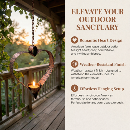 Rustic Hanging Heart Candle Holder with Chain