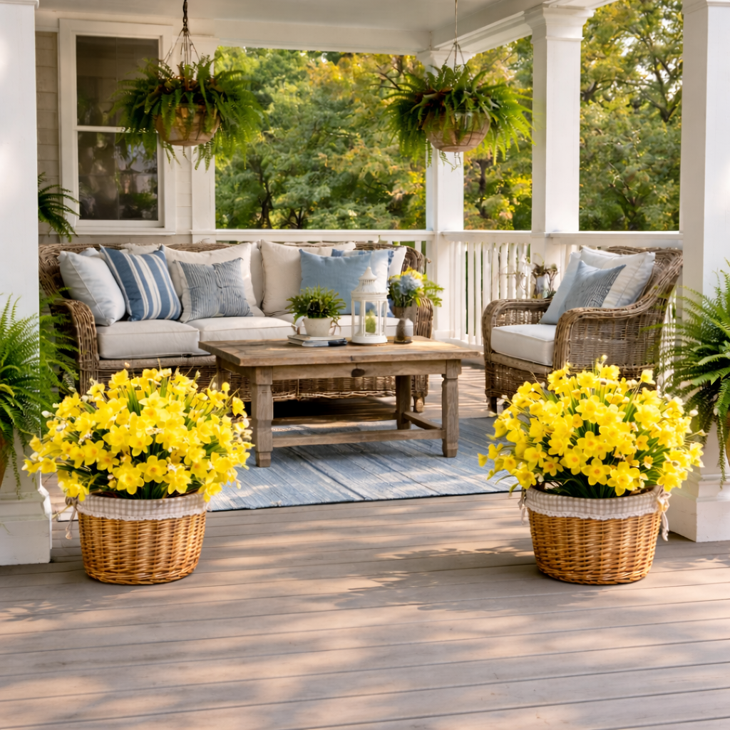 Full Spring Daffodil Porch Planter】
