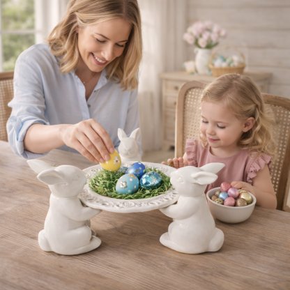Easter Bunny Tray Centerpiece for Dining Table Decor