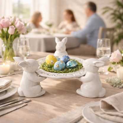 Easter Bunny Tray Centerpiece for Dining Table Decor