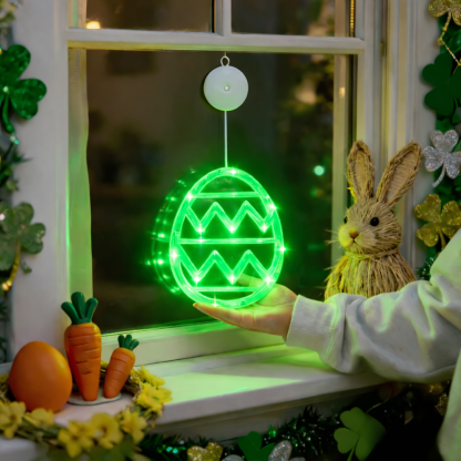 Bunny and Egg LED Window Hanging Lights with Suction Cups
