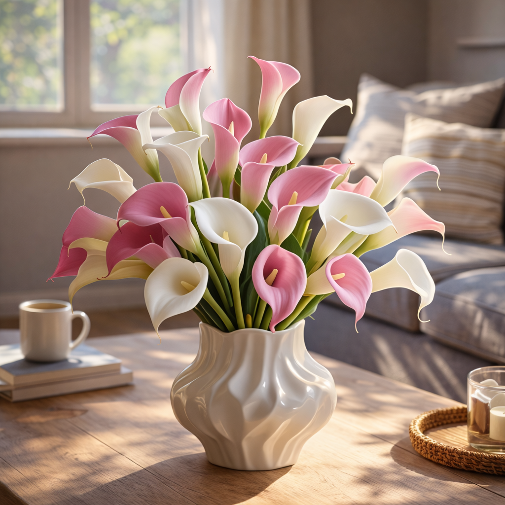 16Pcs Faux Calla Lily Floral Arrangement for Home Decor