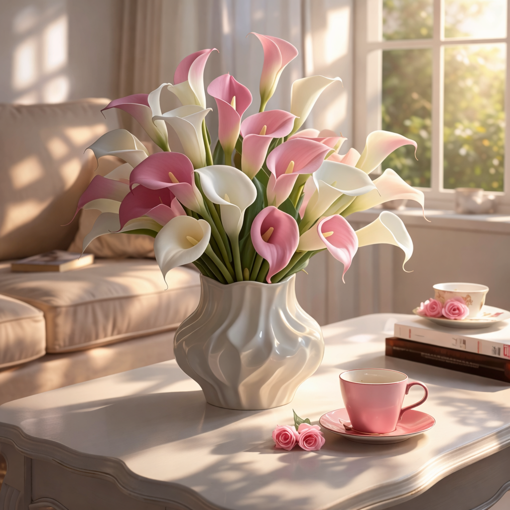 16Pcs Faux Calla Lily Floral Arrangement for Home Decor