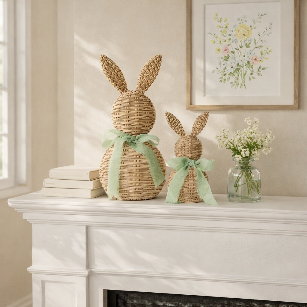 Easter Bunny Decor Set – Farmhouse Spring Tabletop Accent