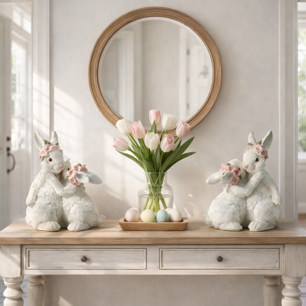 Hugging Bunny Spring Figurines