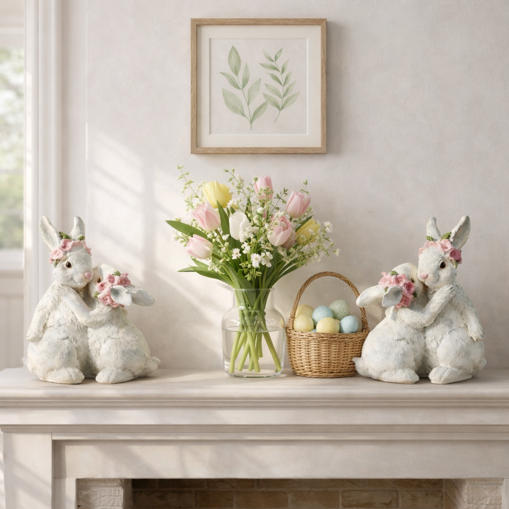 Hugging Bunny Spring Figurines