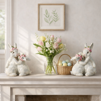 Hugging Bunny Spring Figurines