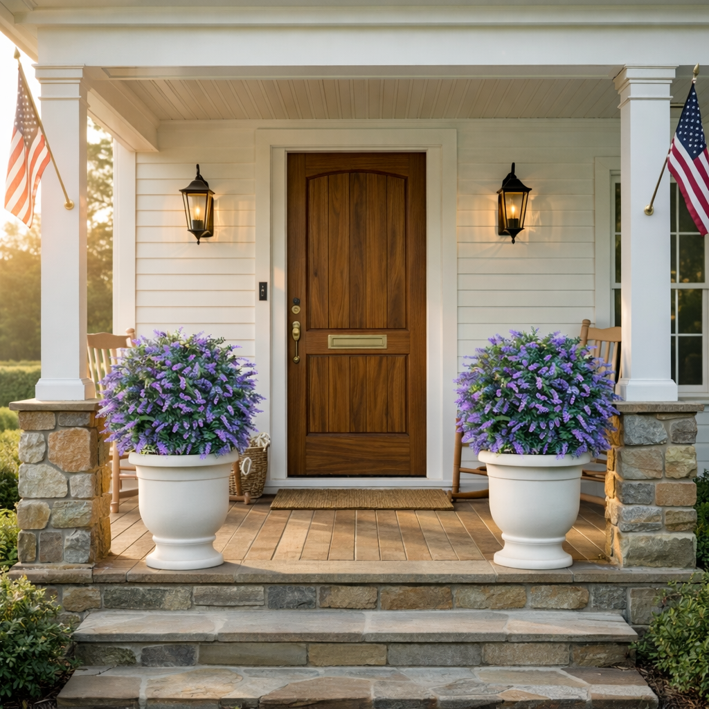 Artificial Lavender Topiary Ball Trees with Ground Spike
