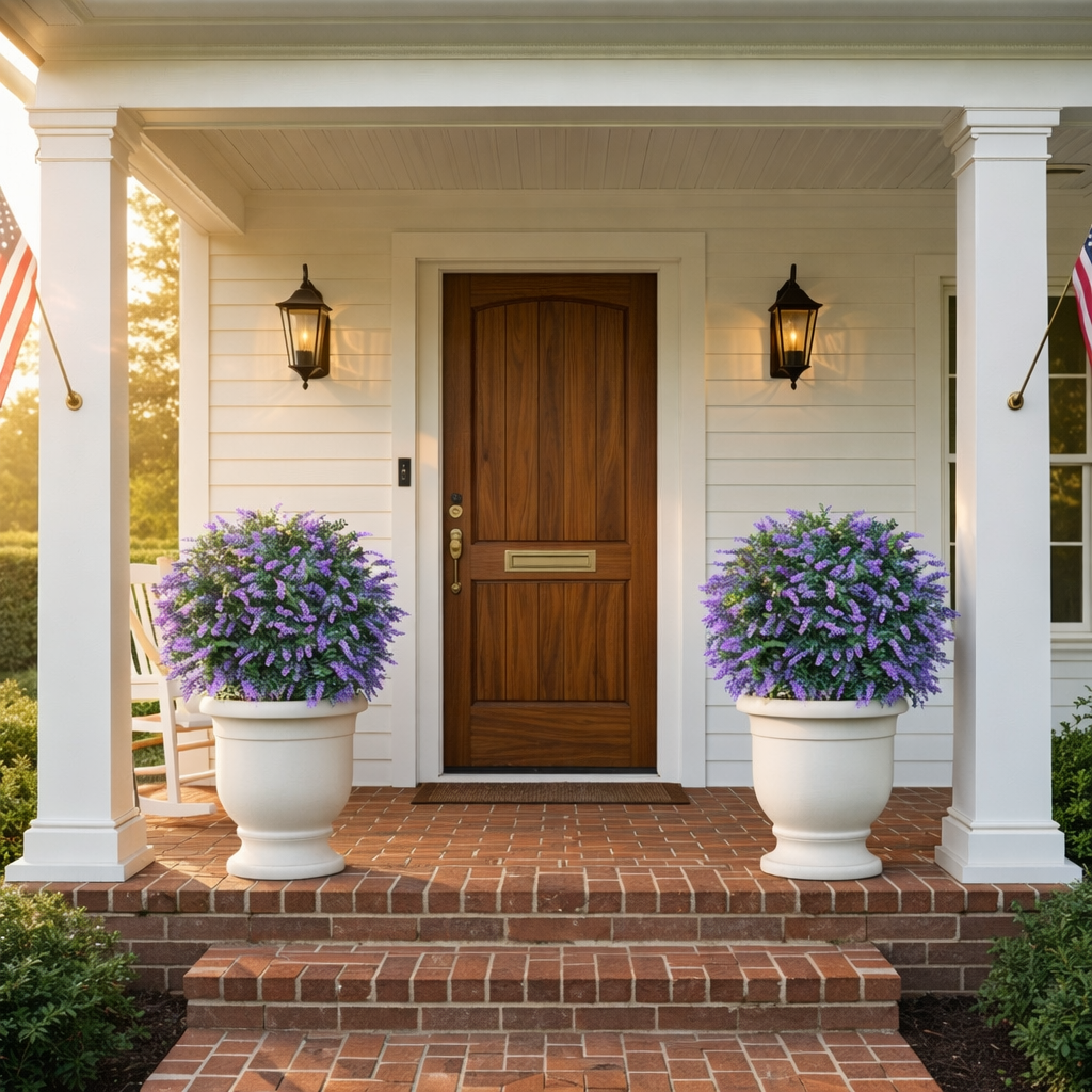 Artificial Lavender Topiary Ball Trees with Ground Spike