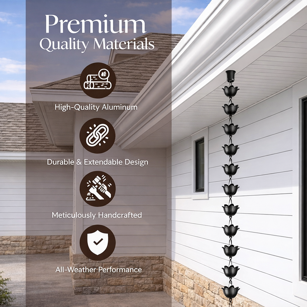 Modern Lotus Cup Rain Chain for Gutters