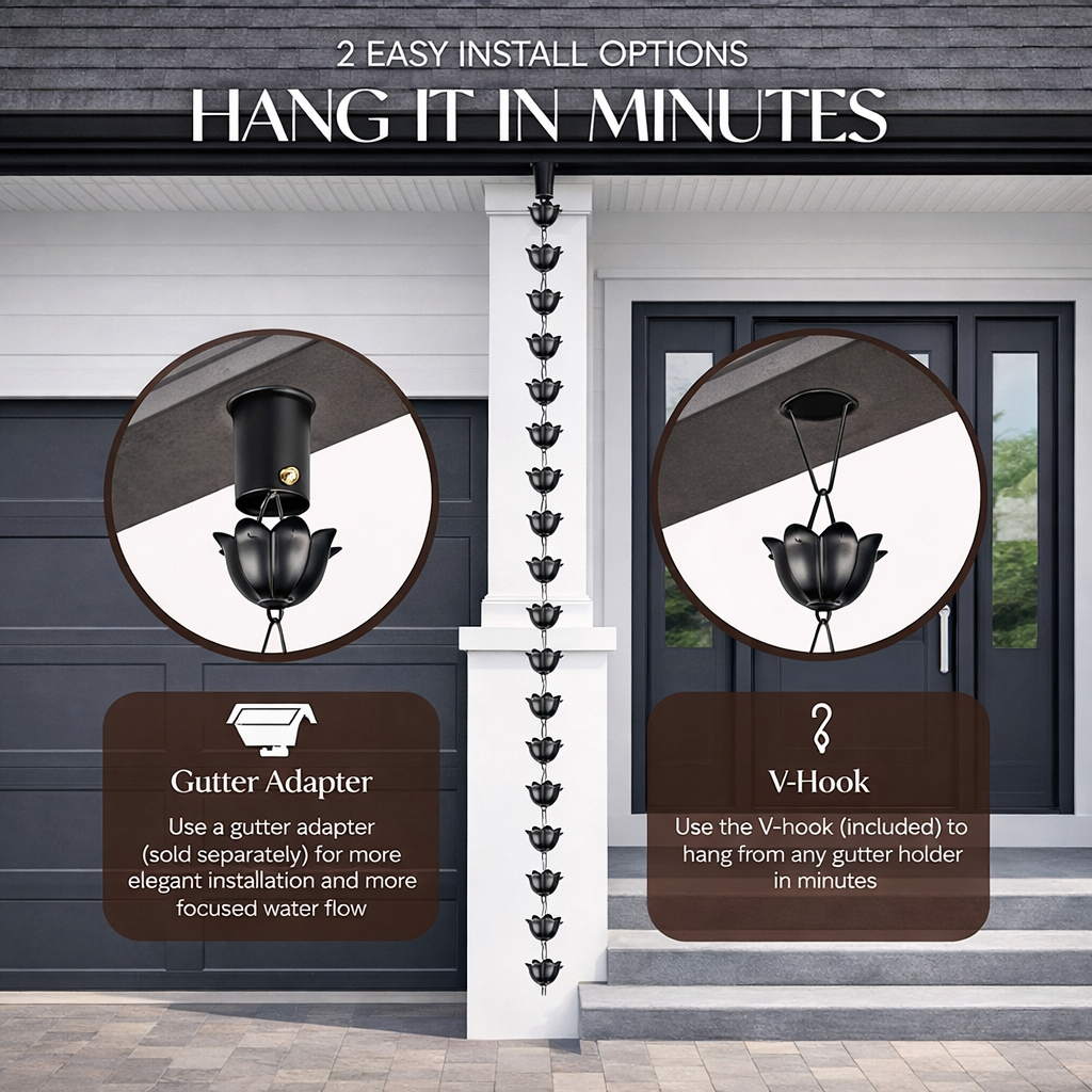 Modern Lotus Cup Rain Chain for Gutters