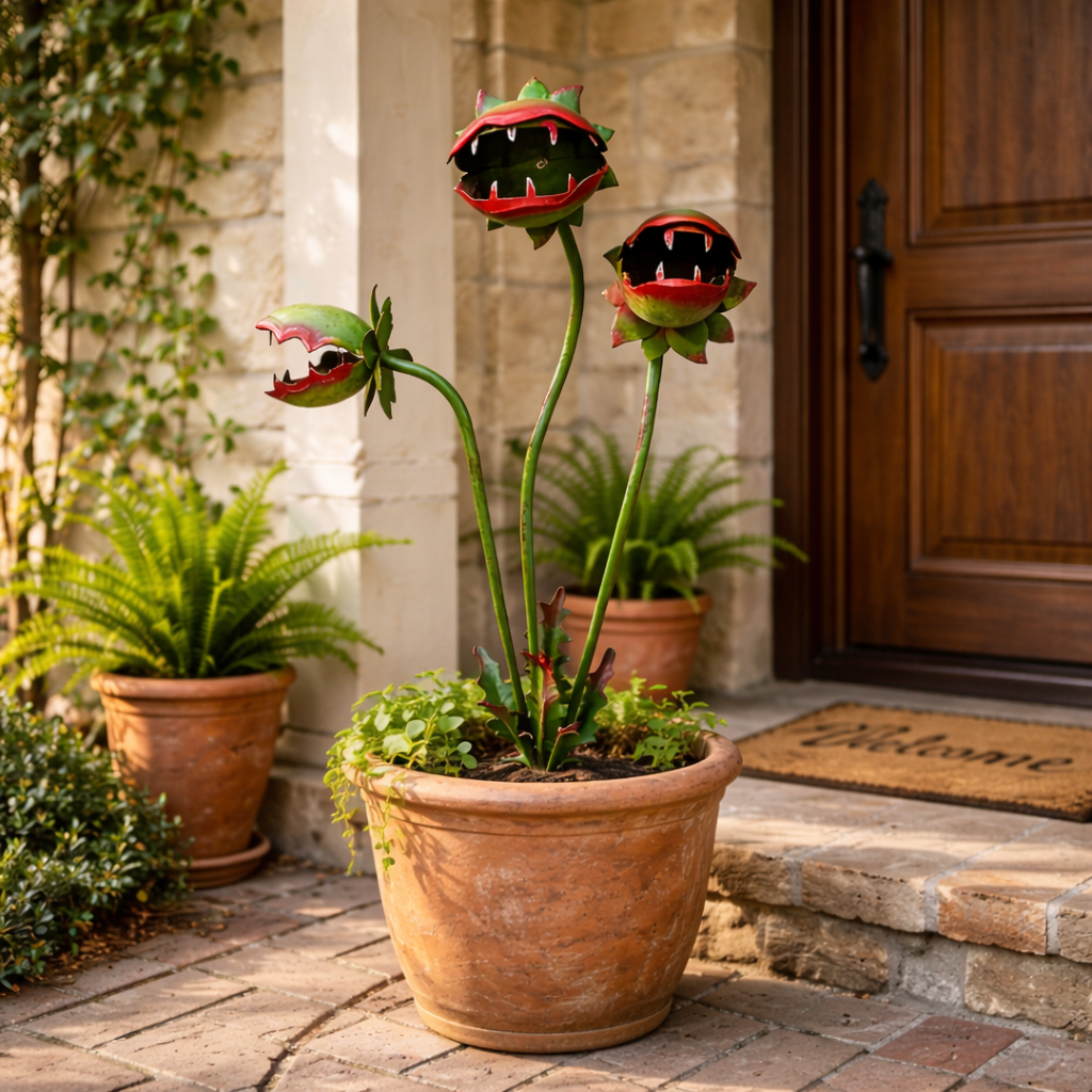 Whimsical Venus Flytrap Garden Stake