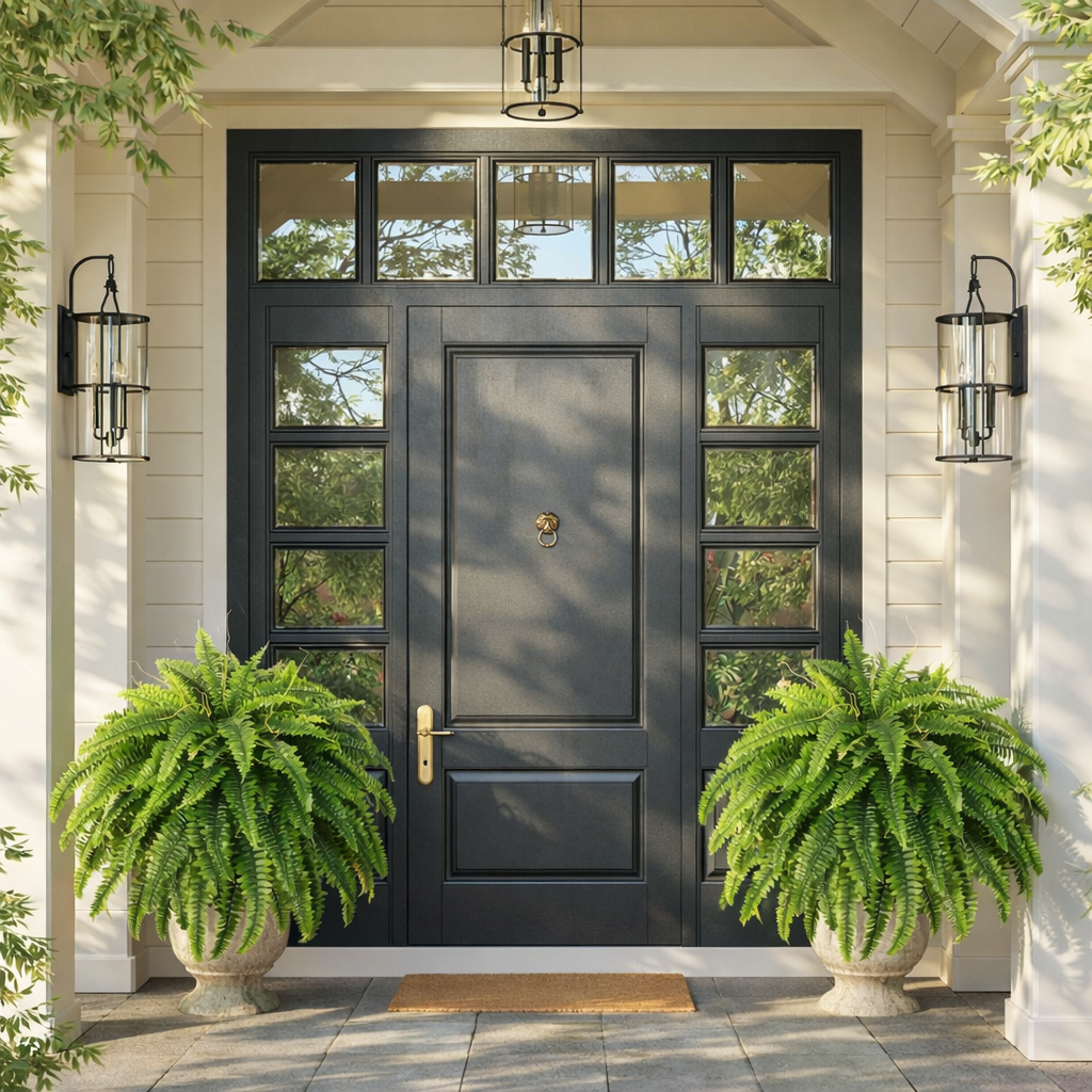 Classic Boston Fern Porch Planter – Lush Green Entryway Decor