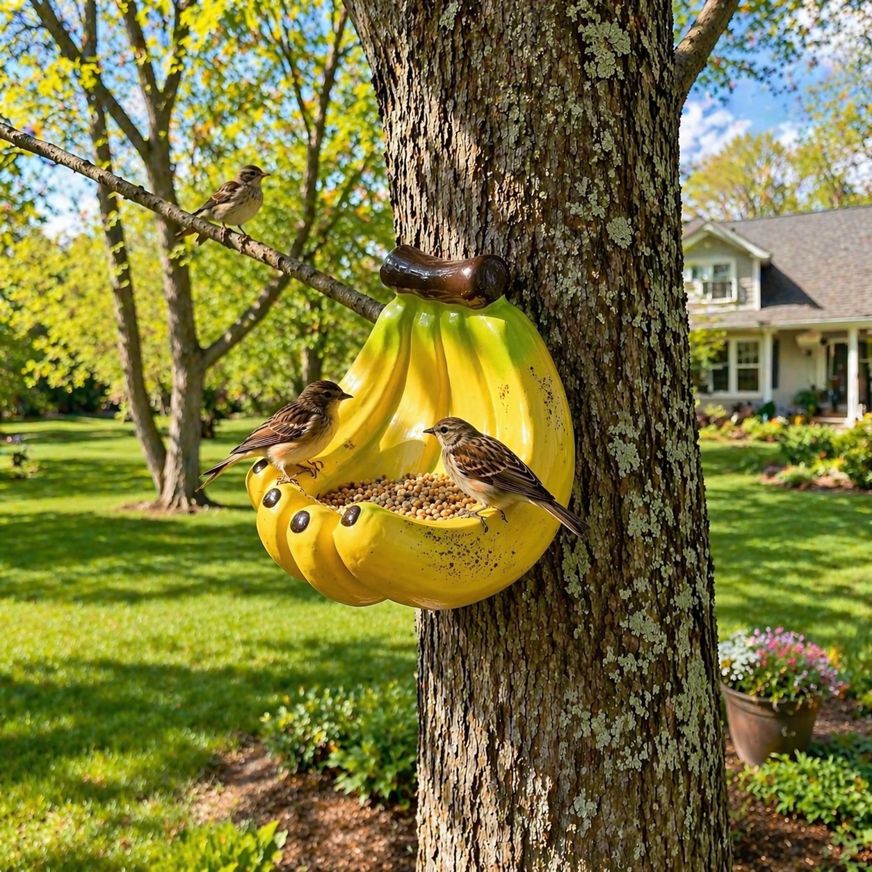 The Whimsical Banana Peel Bird Feeder