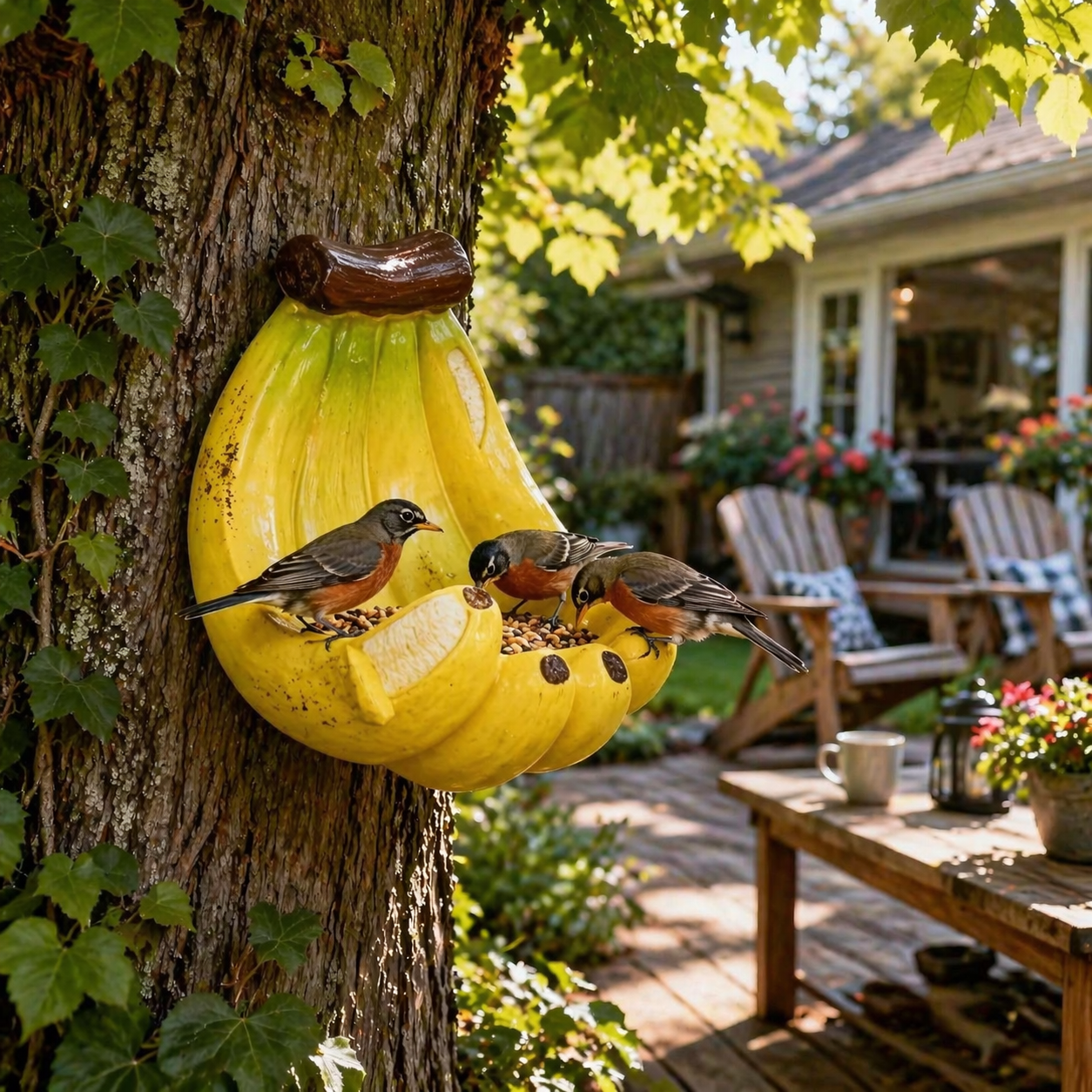 The Whimsical Banana Peel Bird Feeder