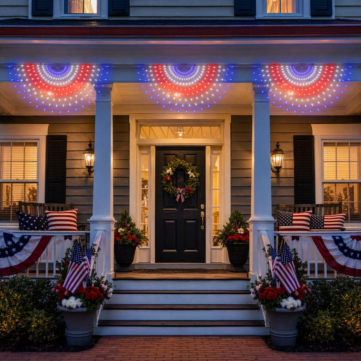 3 Pack Patriotic Fan-Shaped Flag Net Lights