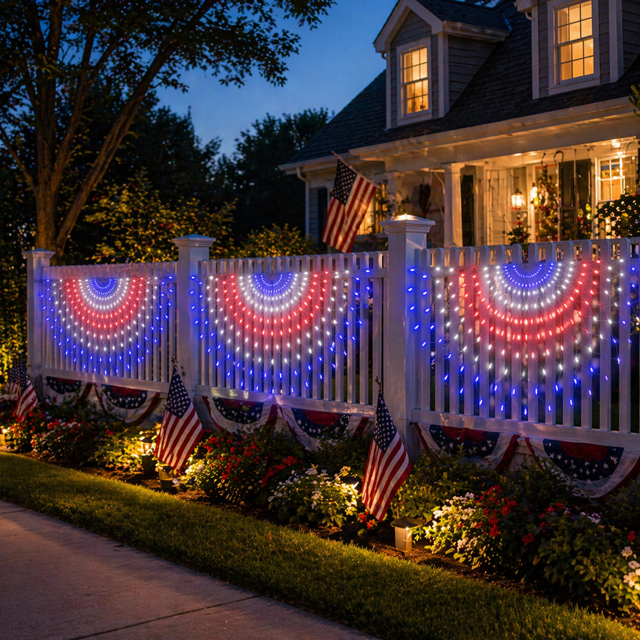 3 Pack Patriotic Fan-Shaped Flag Net Lights