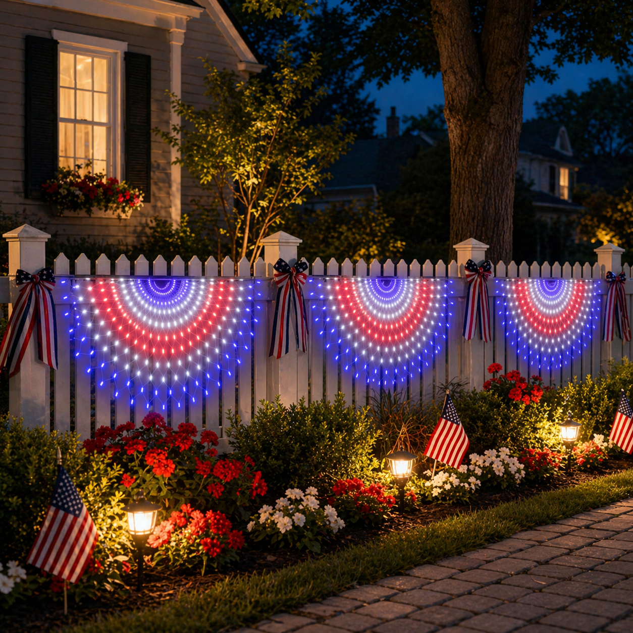 3 Pack Patriotic Fan-Shaped Flag Net Lights