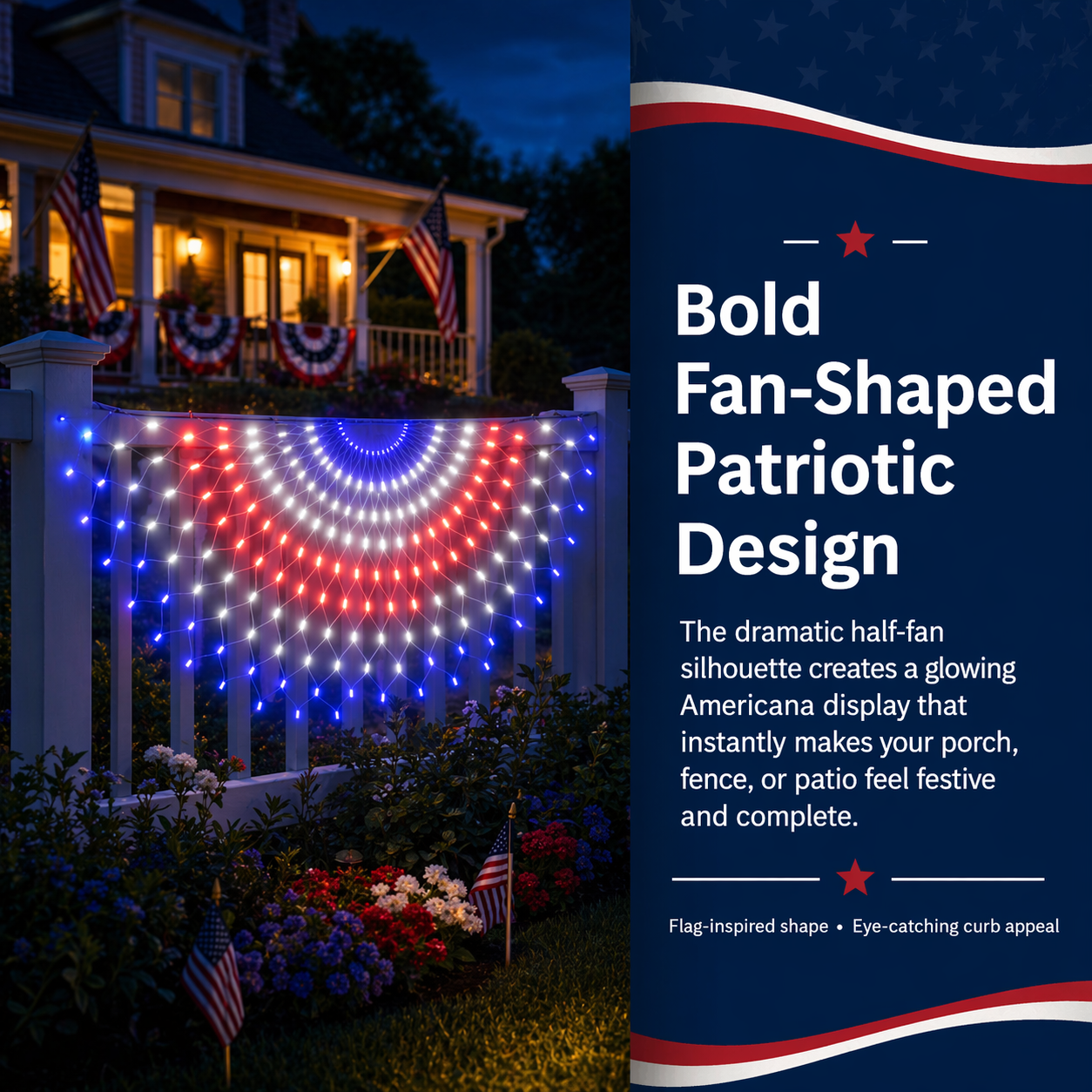 3 Pack Patriotic Fan-Shaped Flag Net Lights
