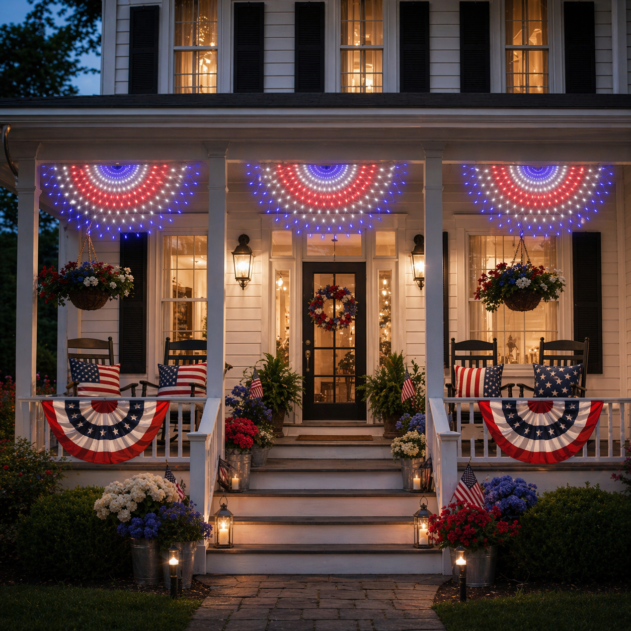 3 Pack Patriotic Fan-Shaped Flag Net Lights