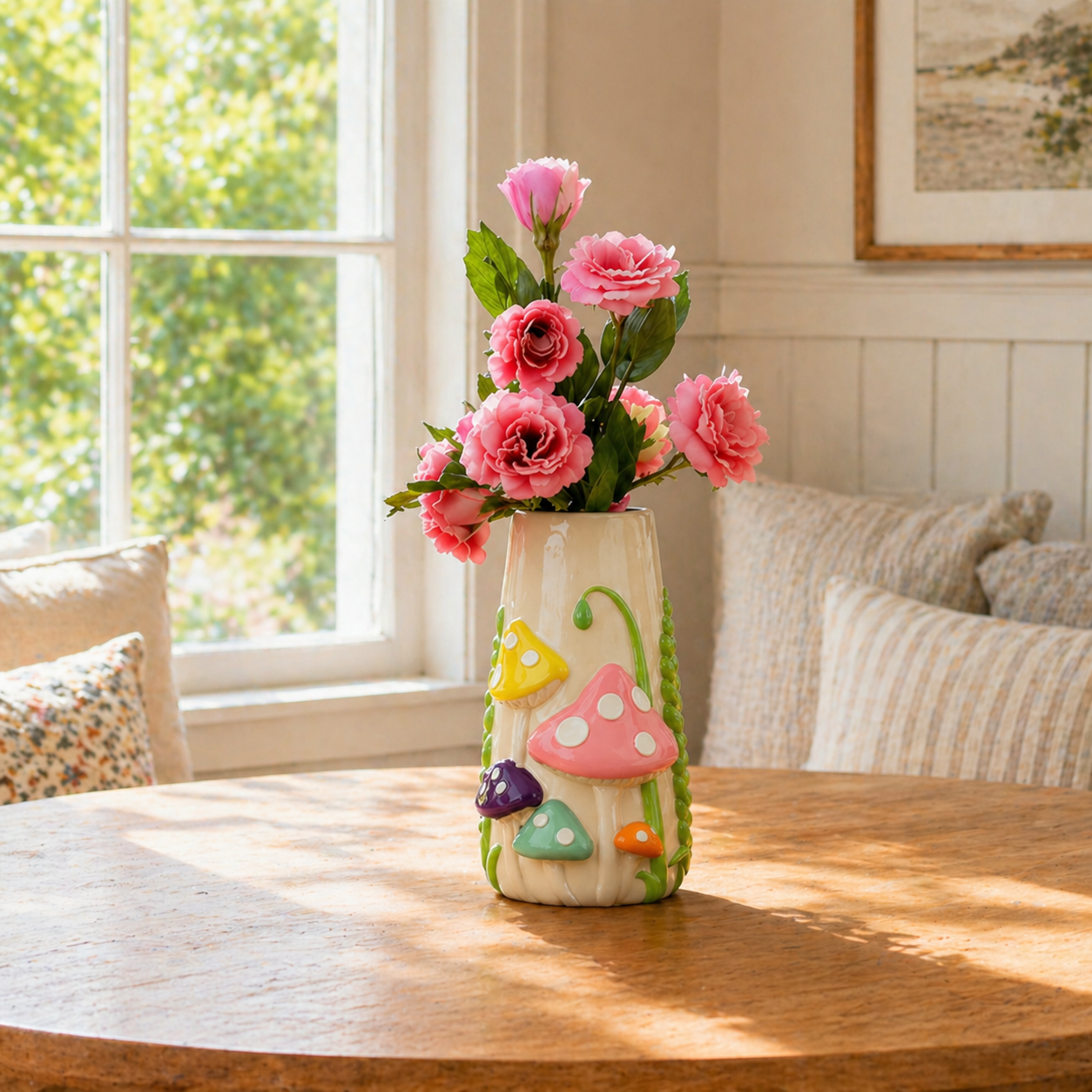 Mushroom Meadow Hand-Painted Vase Collection