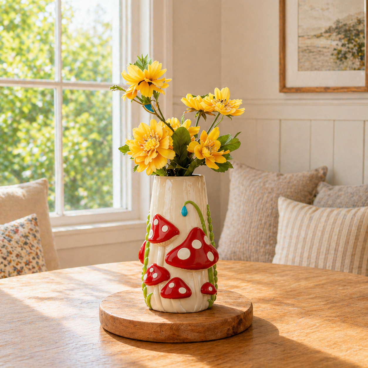 Mushroom Meadow Hand-Painted Vase Collection