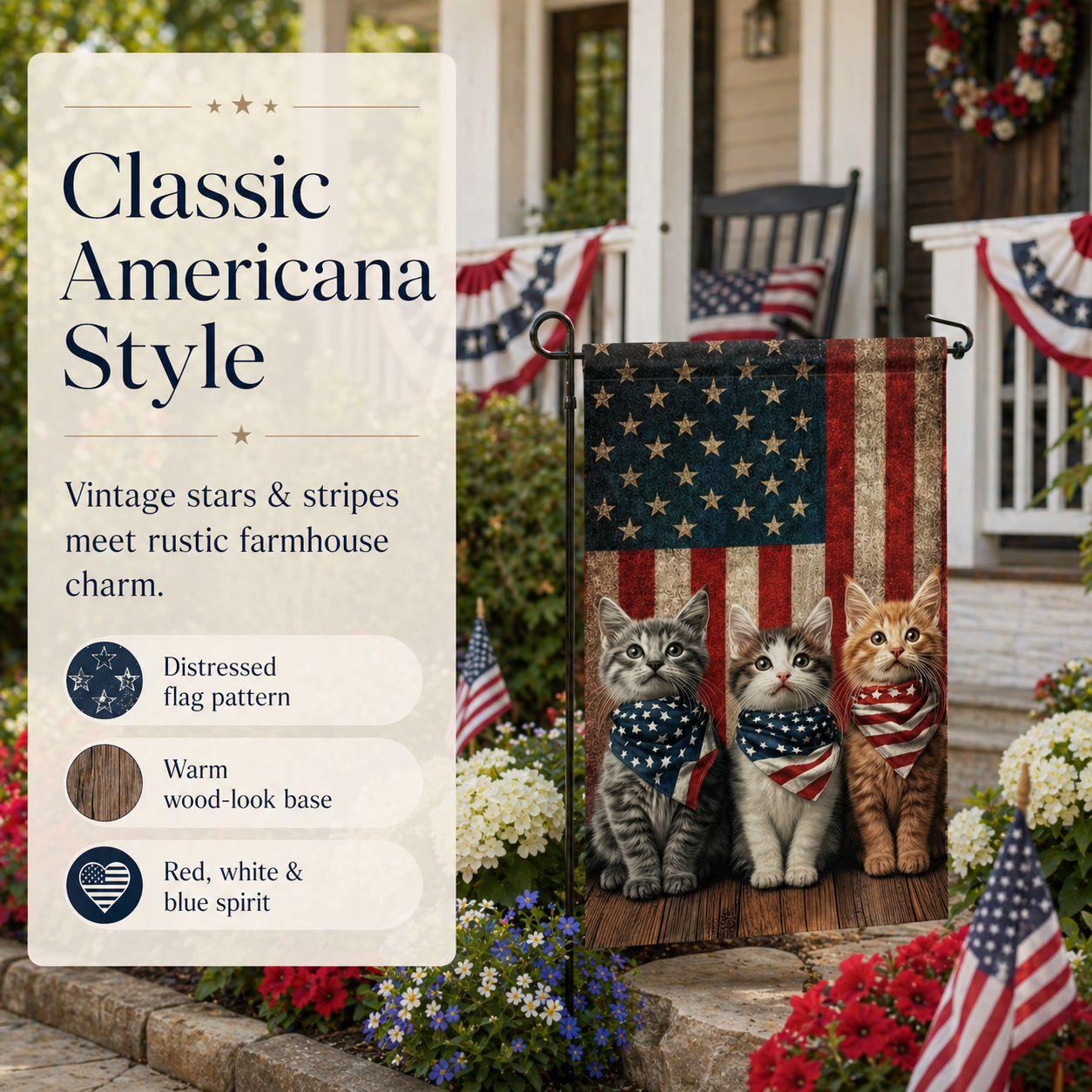 Patriotic Kitten Garden Flag