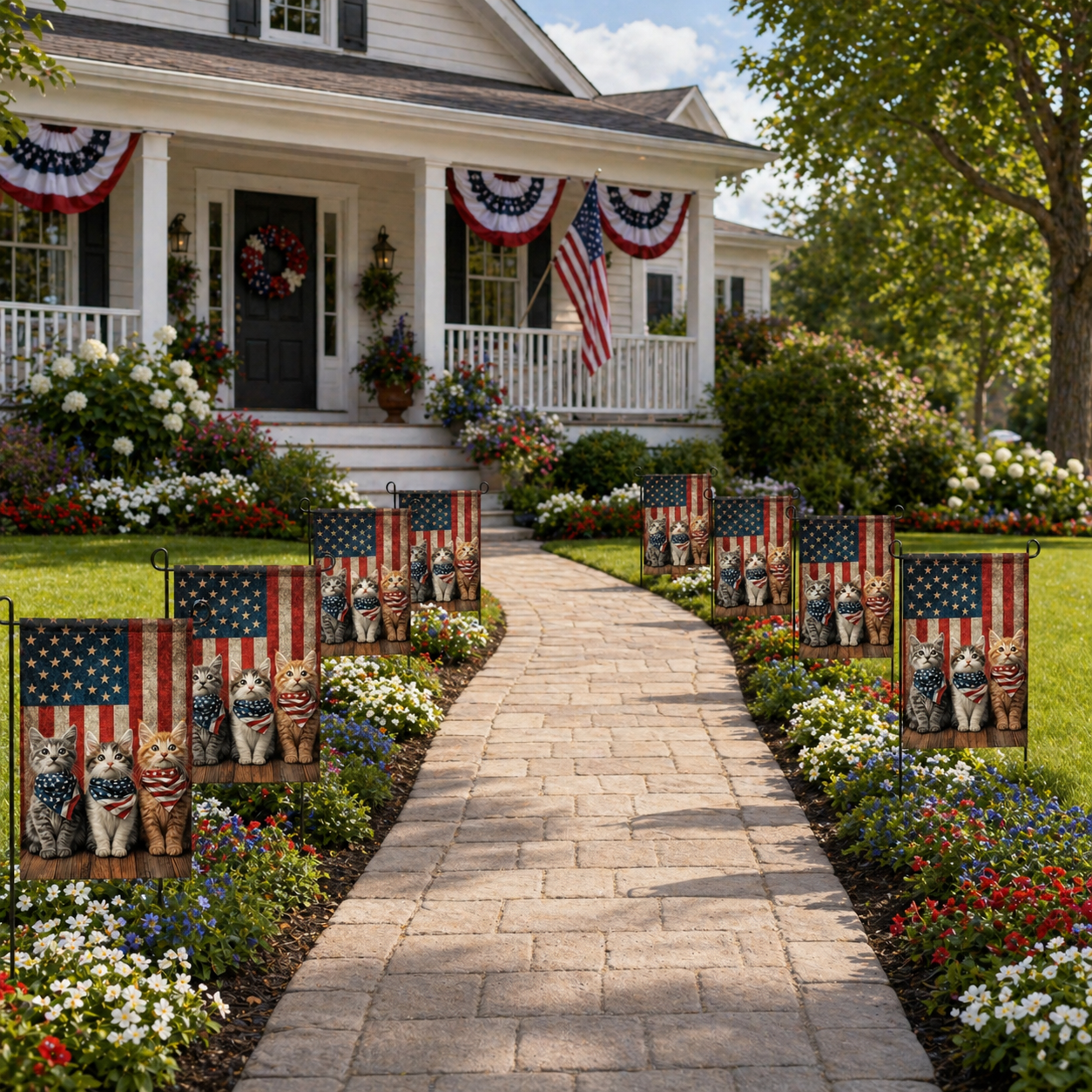 Patriotic Kitten Garden Flag