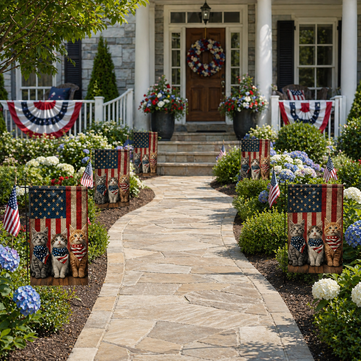 Patriotic Kitten Garden Flag