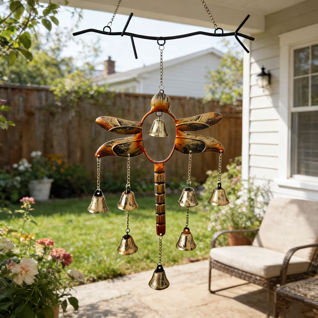 Rustic Dragonfly Bell Wind Chime